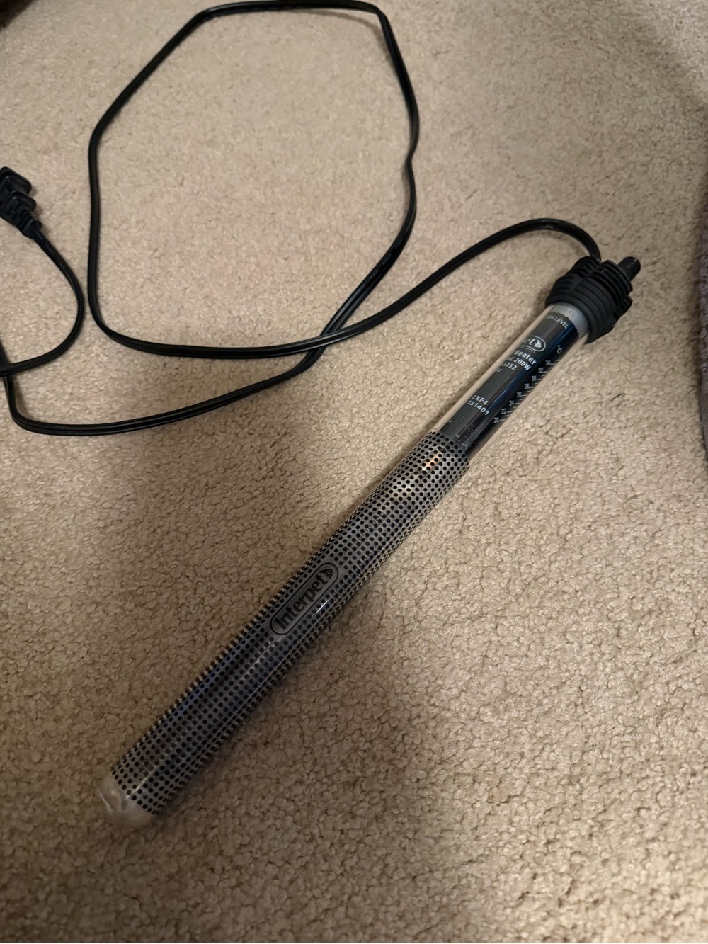 Aquarium Heater - Black/Silver 200 watt.